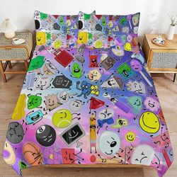 o404 Lakanat Peli BFDI Battle For Dream Island vuodevaatteet Pussilakana Mukava ja kevyt sarjakuvavuodevaatteet3-osainen (1 pussilakana ja 2 pil 13...