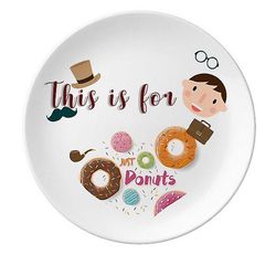 Doughnut Dessert Sweet Food Mønster Far Dessert Plate Dekorative Porcelæn 8 tommer Dinner Home