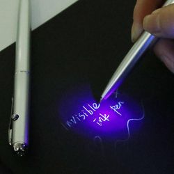 2pc plast materiale usynlig blæk pen med UV-lys