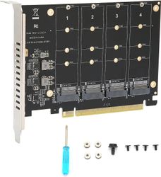 Quad M.2 Nvme Ssd til Pci-e 4.0 X16-adapter, højhastigheds 4x32 gbps Soft Raid-kort med individuel LED-indikatorunderstøttelse 2230 2242 2260 2280 ...