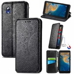 Foxdock Kompatibel med Zte Blade A31 Lite Case preget Pu Leather Wallet Function Cover Magnetic Closure Svart