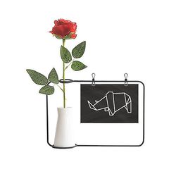 Origa Næsehorn Geometrisk Form Kunstig Rose Flower Hængende vaser Dekoration Flaske