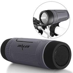 ZEALOT S1 ulkopyöräteline vedenpitävä langaton Bluetooth-kaiutin taskulampulla / virtapankilla / TF / FM-toiminnolla Harmaa