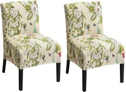 Linkrunning 2 stk Trykt armløs stol slipcover Stretch armløs accent stol betræk aftagelig accent tøfler stol betræk til stue spisestue hotel armløs