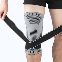 Knæ brace Mediale Støtte Stærk Kompression Protection Kneepads Skridsikker Running Vandring Soccer Basketball Knæpuder Sleeve Grå