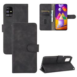 Etui til Samsung Galaxy M31s Cover Premium Læder Med Kortholder Flip Folio Magnetisk Etui Coque - Sort