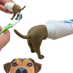 Crexa Pooping Dog Butt Tannkrem Topper, Pooping Tannkrem Cap, Baby tannkrem Dispenser, Funny Gadgets Gift For Family Brown