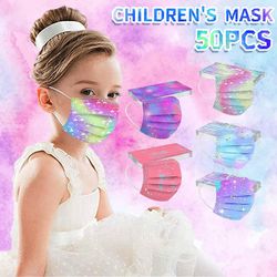 50pcs Mascarillas Ninos Blandet 3-lags Engangs ansigtsmasker 3d Kat Print Ansigtsmasker Mundmasker Masker Halloween Cosplay Kids-Mixed-A-50PC