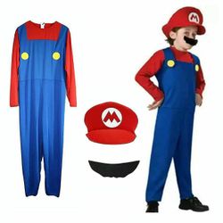 Børn Super Mario Luigi Bros Fancy Dress Outfit Costume_j Rød 105-120cm