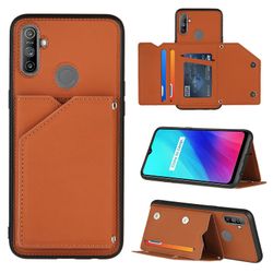Gangxun Sag For Realme C3 Vintage Cuir Cover Læder sag Kofanger - Marron