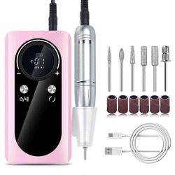 Kynsiporakonesarja 45000RPM sähköinen kynsipora naulaporanterillä hiljainen helppokäyttöinen kynsiviilakone vaaleanpunainen