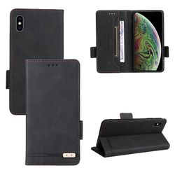 Gangxun Etui til Iphone Xs Max læderetui Folio Flip med kreditkortspor Etui Coque Sort