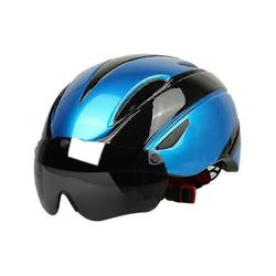 Xixi Sähköinen skootterikypärä visiirimagneettisilla suojalaseilla 58-61cm miehille naisille Sininen musta