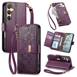 Flowers Leaves vetoketjullinen lompakko nahkainen puhelinkotelo hihnalla For Samsung Galaxy S23 Ultra 5G