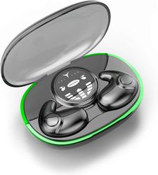 ZENGO Näkymättömät unikuulokkeet, mukava meluneristys, langattomat Bluetooth 5.3 -kuulokkeet, sisäänrakennettu kaksois-LED-virtanäyttö, musta