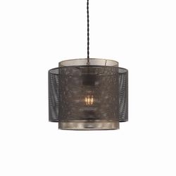 Endon Collection Lighting Plexus 1 Let Cylindrisk vedhæng Matt Sort Maling, Antik Messing Mesh, E27
