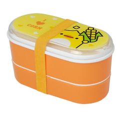 Tegneserie plast madkasse 600ml bento kasser mad container porcelæn madkasse bestik (gul) 142