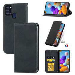 Gangxun Sag Til Samsung Galaxy A21s Magnetisk Lukning Læder Tegnebog Cover Housse Etui Shockproof - Sort