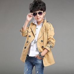 Jwl-toddler Trenchcoat Baby Boys Trenchcoats Boy Overtøj Børn Windbreaker Cool Børnejakke L beige/sort 150cm