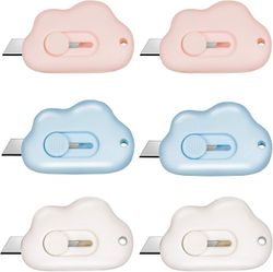 Axxx mini apuveitset laatikkoleikkuri sisäänvedettävä kirjeenavaaja, kartonginavaaja (vaaleanpunainen / sininen / valkoinen) 6pcs Pink-Blue-White