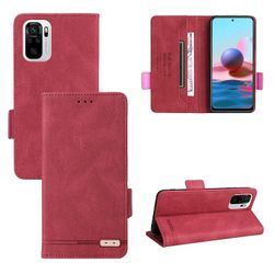 Gangxun Etui til Xiaomi Redmi Note 10s læderetui Folio Flip med kreditkortspor Etui Coque Rød
