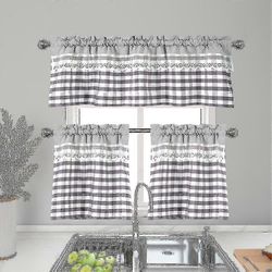 Keittiöverhot Sisustus Ikkunaverho Ylellinen kahvila Valance Topper Verhot-hs Vaaleanharmaa 74cmx90cm