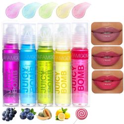 Frusde 5kpl Roll On Lip Gloss Setti, Glitter huulikiiltosetti hedelmäisellä maulla, huulikiilto, Hyytelöhuuliöljy, kosteuttava lapsille, nuorille, ...