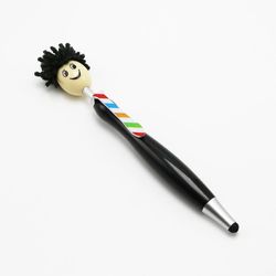 Sevenprin Mop Head Pen Screen Cleaner Stylus Penner Funny Ballpoint Penner 3-i-1 Stylus Pen Duster Morsomme gaver Svart