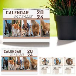 Mylight 2024 Fun Cat Balls kalender med plass til notater Cat Buttholes 12 måneders kalender