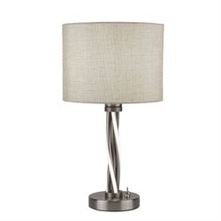 Searchlight Lighting Vegas 1 Lys bordlampe Satin Sølv, Hvid, E27