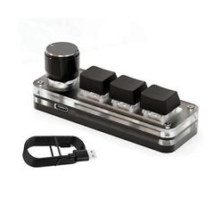 Macropad Makromekaaninen näppäimistö RGB Mini Gaming Mukautettu ohjelmointinuppi näppäimistöt 3 näppäintä valokuvalle Musta