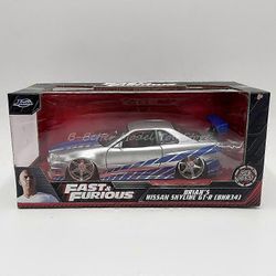 1:24 Painevalettu automalli lelu Nissan Skyline GTR R34 pienoisajoneuvon kopio keräilijä Edition silver in box