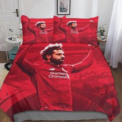 Kerota Salahin pussilakanasetti D, jalkapallotähden painettu vuodevaatesetti tyynyliinalla teini-ikäisille ja aikuisille Single135x200cm