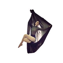 150x280cm Yoga Flyvende Hængekøje Swing Aerial Yoga Hængekøje, Sort Farve