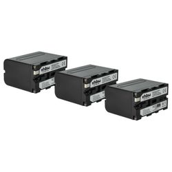 vhbw 3x akut, jotka ovat yhteensopivia Feelworld-näyttövideokameran kanssa (6000 mAh, 7,2 V, Li-Ion) Musta