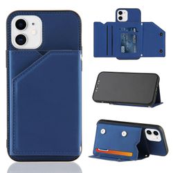 Gangxun Sag Til Iphone 12 Vintage Cuir Cover Læderetui Kofanger - Bleu