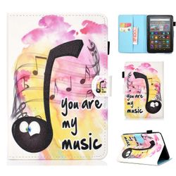 Amazon Kindle Youth Edition 2022 Folio Flip Tablet Stand Case Stitching Line PU Leather Card Hole Monivärinen Music Note