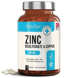 Vitabright sinkkibisglysinaatti ja kupari 50mg 400 tablettia