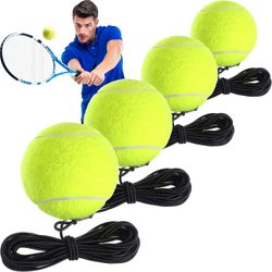 4 Pakker Tennis Trening Ball Med Streng Tennis Trener Baller Selvtrening Trener Verktøy Tennis Ball Treningsutstyr For Tennis Trener Praksis Ex