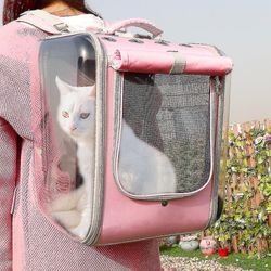 Pet Cat Carrier -reppu Hengittävä kissamatka ulkona olkalaukku Yhteensopiva pienten koirien kanssa Kissat kannettava pakkaus, jossa on lemmikkitarv...