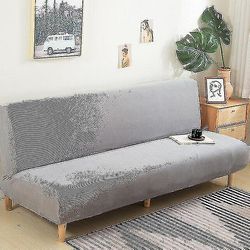Suuri kädetön vuodesohva slipcover sohvanpäällinen ilman käsinojia Joustava Taitettava Futon-kansi Pölytiivis elastinen irrotettava jacquard Vaalea...