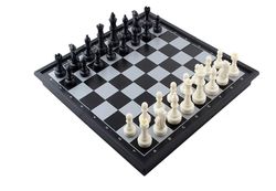 Yunshu 12,5" rejseskaksæt foldbart magnetisk spillebræt indvendigt til opbevaring SORT HVID