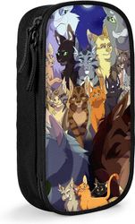 Kerota Warrior-Cats penaali, suurikapasiteettinen kynälaukku kaksinkertaisella vetoketjulla Blue-Warrior Cats-Black SAOE010826 VÄRI One Size