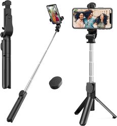 Xqday Selfie Stick telefon stativ, alt i ét udvideligt stativ selfie stick med aftagelig fjernbetjening, til / andriod telefoner, letvægts