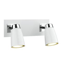 Dar Lighting Loft Twin Low Energy Spot Lamp Switch Poleret Krom & Matt White, 2x GU10