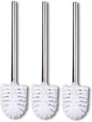 Barsinfi 2 stykker toiletbørste sort børstehoved med håndtag i rustfrit stål Hvid 3pcs