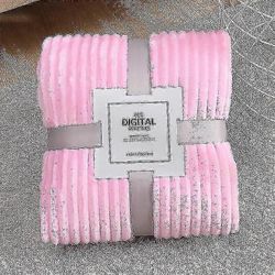 yksivärinen raidallinen heittopeitto flanelli fleece pehmeä aikuisten päiväpeite talvi lämmin ompele pörröinen lakana päiväpeite Vaaleanpunainen 10...