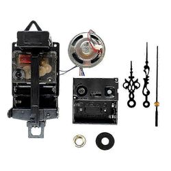 Kvartsiheilurikellokoneisto mustilla osoittimilla ja soittorasian kaiuttimella