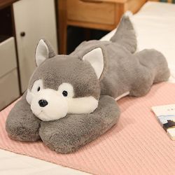 Squishy Plysj Husky Cartoon Løgn Plysj Utstoppet Fluffy Dog Big Puppy Doll Nydelig Animal Plysj Pute For Barn Bursdag Gave 75cm