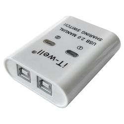 IT-Well-USB-tulostimen jakamislaite, 2 in 1 -ulostulotulostimen jakamislaite, 2-porttinen manuaalinen KVM-kytkentä valkoinen